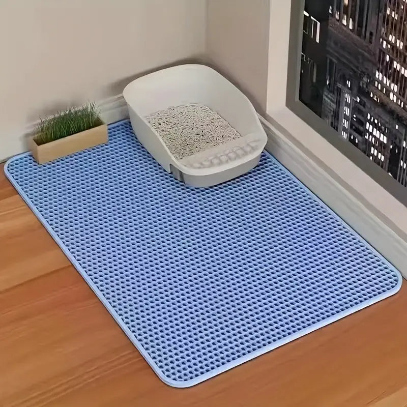 Honeycomb Double-Layer Cat Litter Mat – Waterproof, Odor-Control & Washable