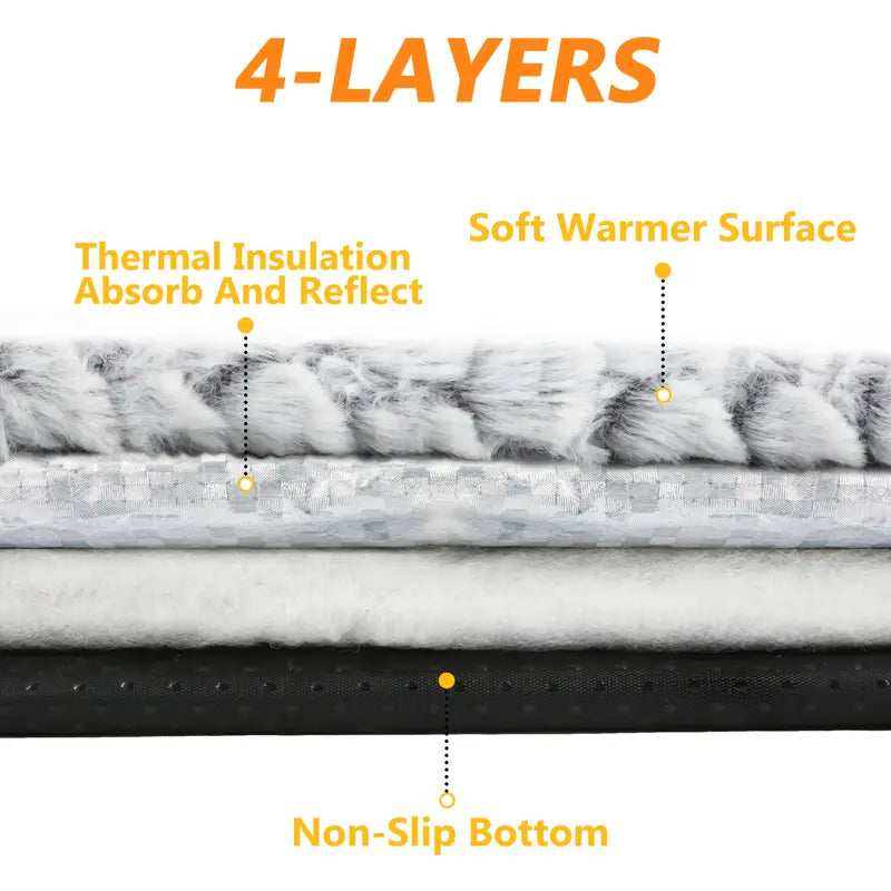Extra Warm Thermal Cat & Dog Bed Mat – Ultra Soft, Washable Pad with Non-Slip Bottom & Removable Cover (S & M)