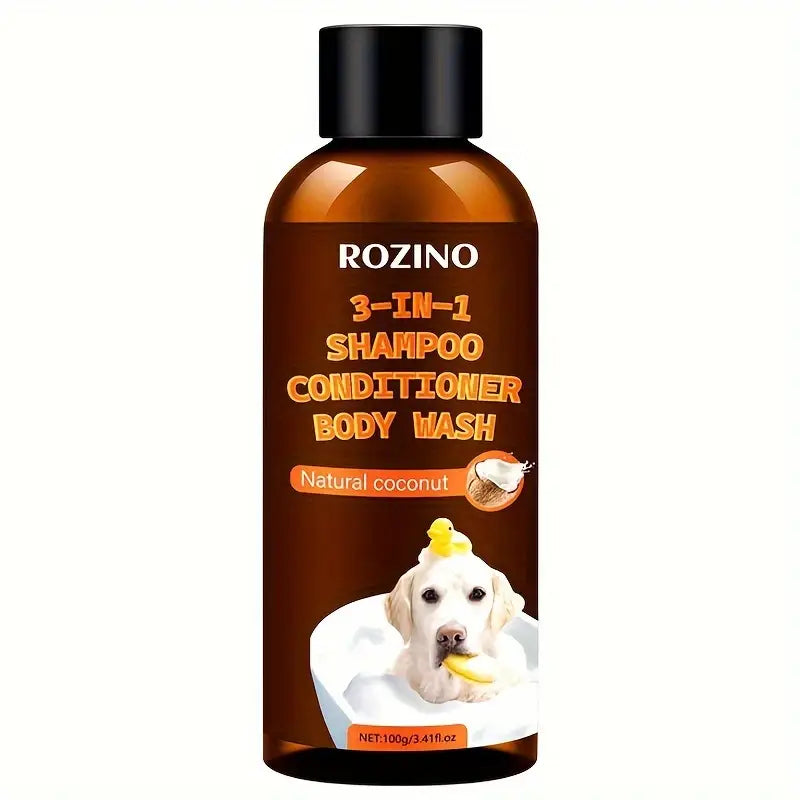 ROZINO Coconut Essence 3-in-1 Pet Shampoo, Conditioner & Body Wash – Gentle Coconut Milk Formula for Dogs & Cats