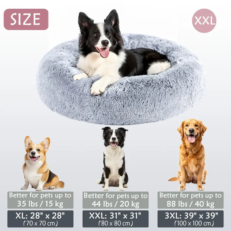 Calming Donut Cuddler Pet Bed – Plush, Cozy & Anti-Anxiety Bed for Dogs & Cats (S-3XL)