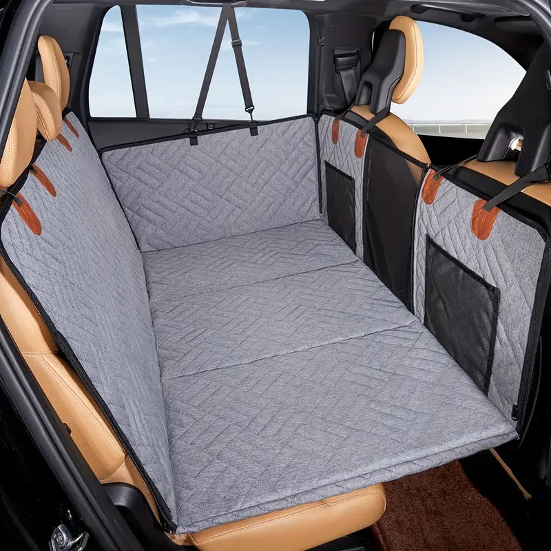 Heavy-Duty Pet Car Seat Pad & Travel Bed – Gray Dog Cushion & Hammock for Car