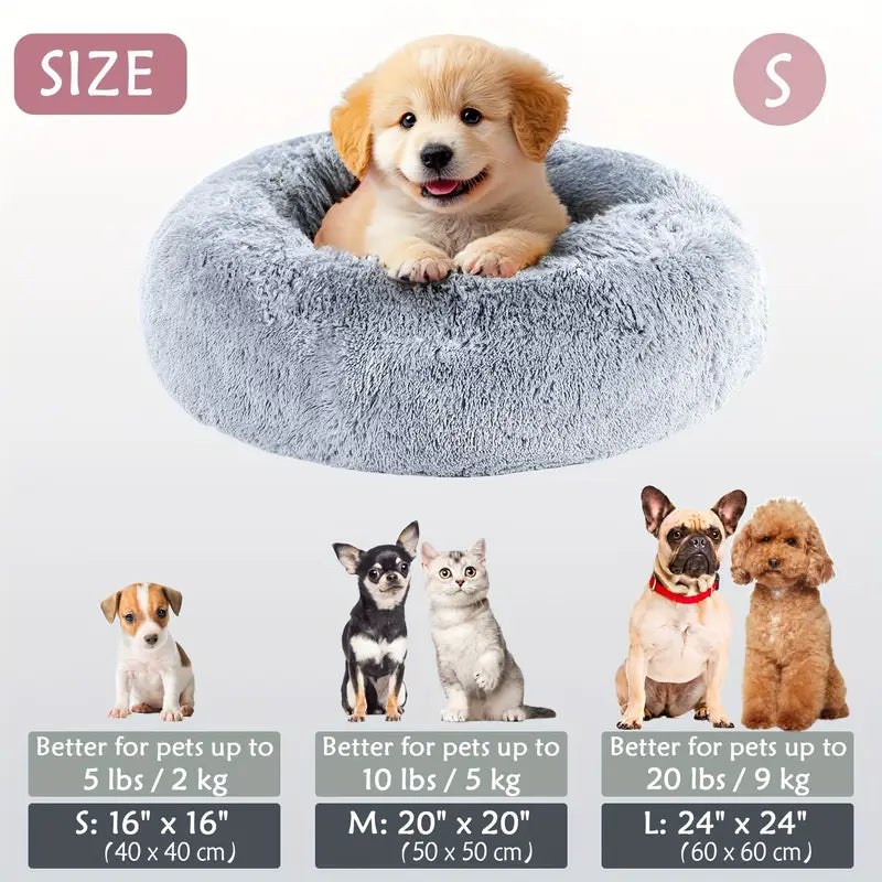 Calming Donut Cuddler Pet Bed – Plush, Cozy & Anti-Anxiety Bed for Dogs & Cats (S-3XL)