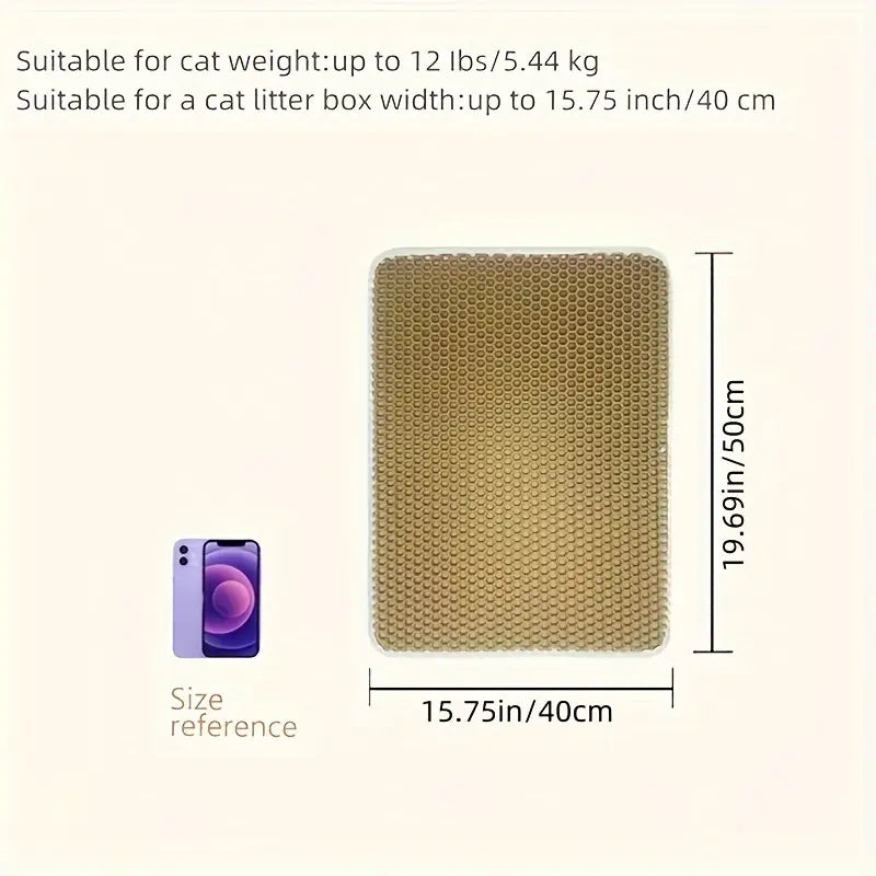 Honeycomb Double-Layer Cat Litter Mat – Waterproof, Odor-Control & Washable
