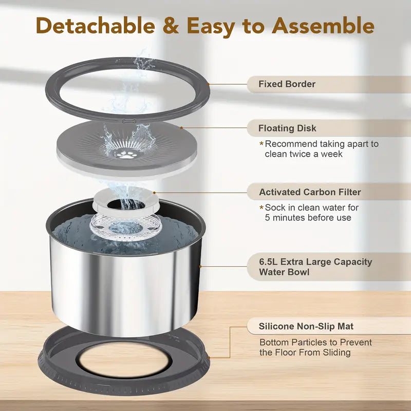 6.5L Heavy-Duty Spill-Proof Dog Water Bowl – Extra-Large Slow Feeder with Anti-Slip Base for Large Dogs & Multi-Pet Homes