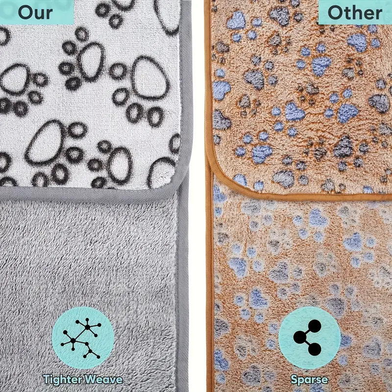 Soft Cozy Fleece Pet Blanket – Paw Print Design, Tear-Resistant & Machine Washable (S-L)