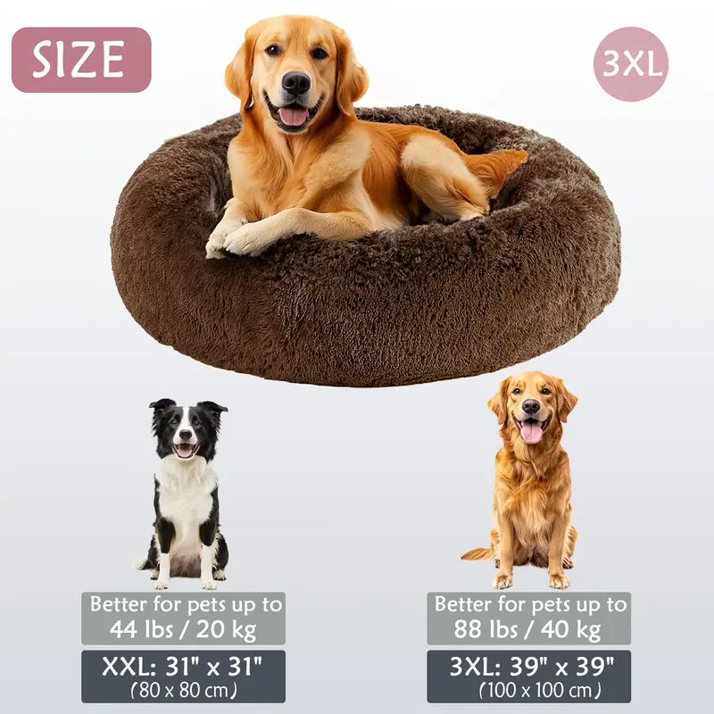Calming Donut Cuddler Pet Bed – Plush, Cozy & Anti-Anxiety Bed for Dogs & Cats (S-3XL)
