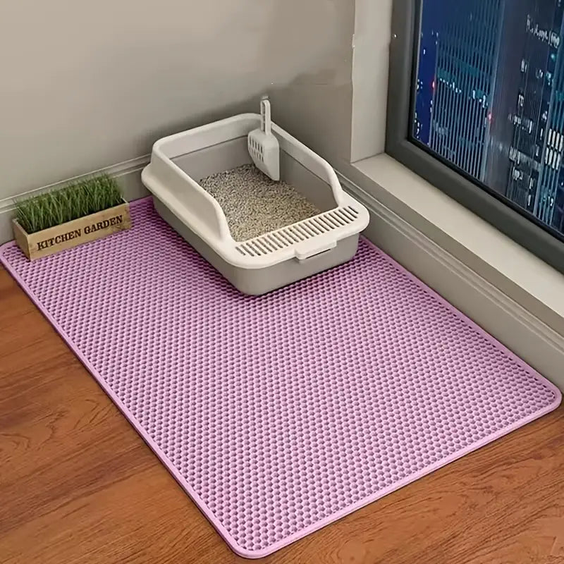 Honeycomb Double-Layer Cat Litter Mat – Waterproof, Odor-Control & Washable