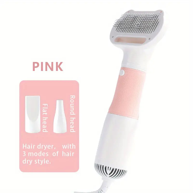 Professional 3-Speed Pet Grooming Blow Dryer & Brush for Cats and Dogs – 3 Blowing Modes, 220-240V Type-C Plug