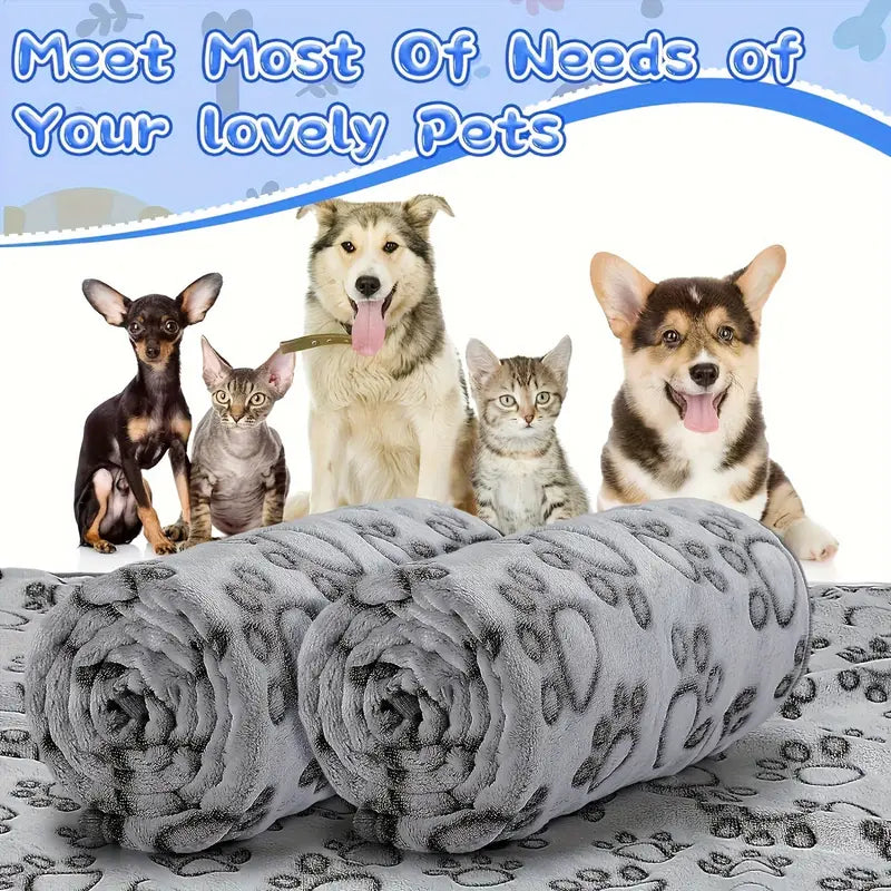 Soft Cozy Fleece Pet Blanket – Paw Print Design, Tear-Resistant & Machine Washable (S-L)