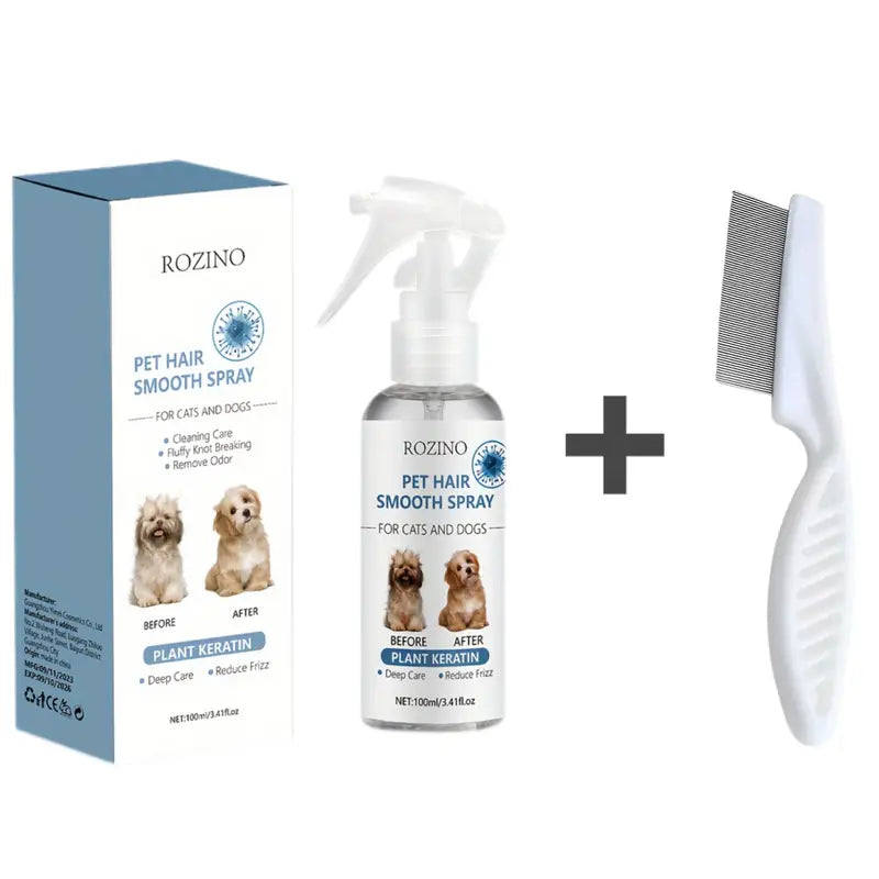 2-in-1 Professional Pet Hair & Flea Care System – Plant-Based Spray with Detangling Brush Attachment (100ml)