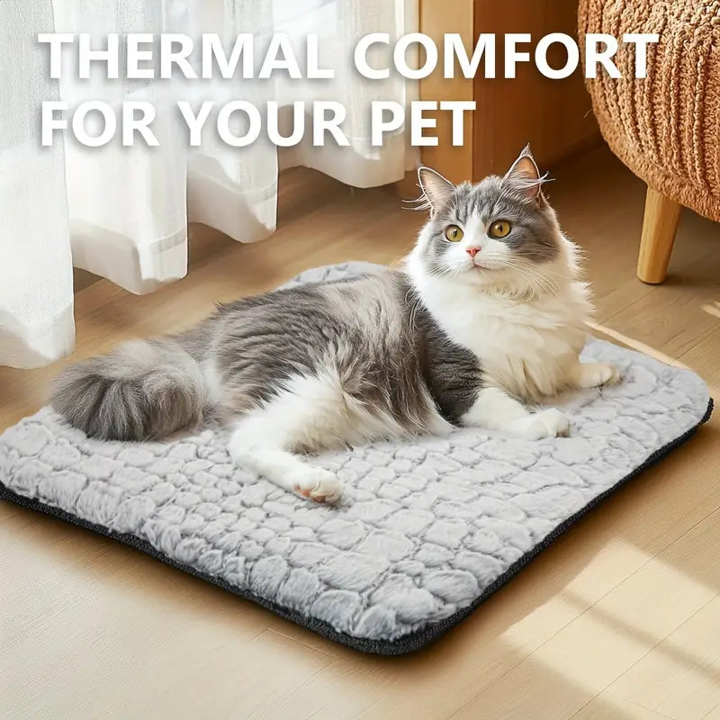 Extra Warm Thermal Cat & Dog Bed Mat – Ultra Soft, Washable Pad with Non-Slip Bottom & Removable Cover (S & M)