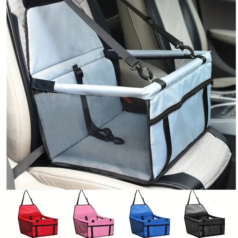 Reinforced Pet Car Booster Seat – Safe & Stable Travel Carrier for Dogs & Cats with Safety Belt