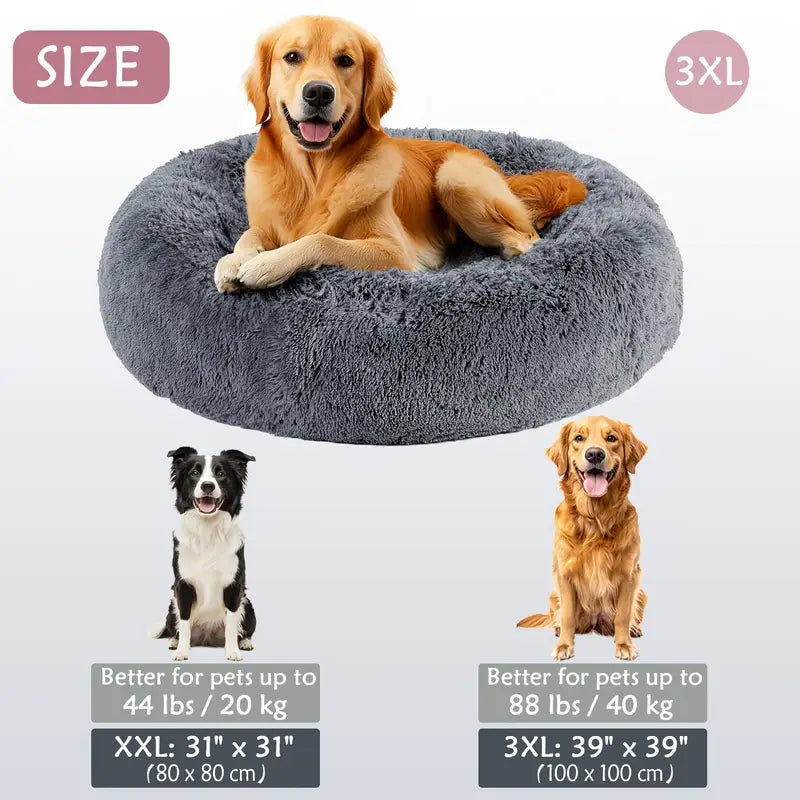 Calming Donut Cuddler Pet Bed – Plush, Cozy & Anti-Anxiety Bed for Dogs & Cats (S-3XL)