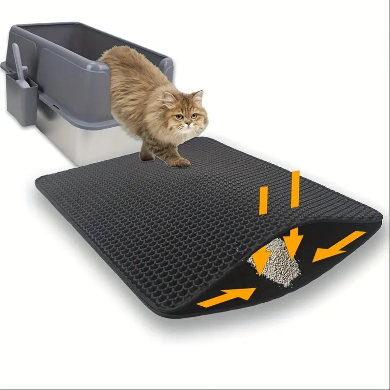 Honeycomb Double-Layer Cat Litter Mat – Waterproof, Odor-Control & Washable