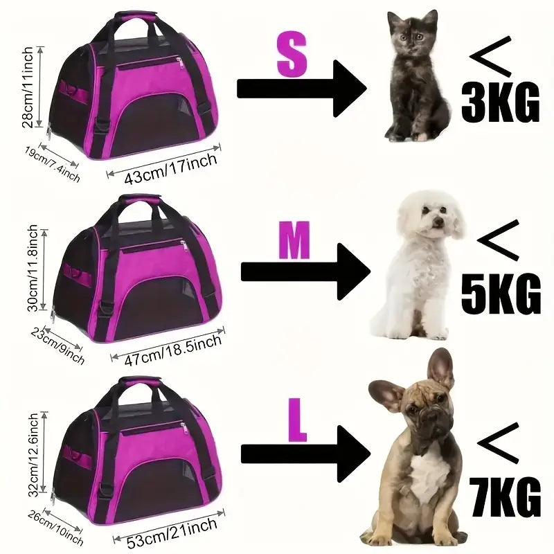 Portable Pet Carrier for Cats & Dogs – Airline-Approved Foldable Travel Bag (S - L)