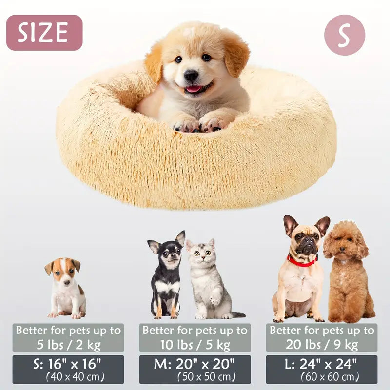 Calming Donut Cuddler Pet Bed – Plush, Cozy & Anti-Anxiety Bed for Dogs & Cats (S-3XL)