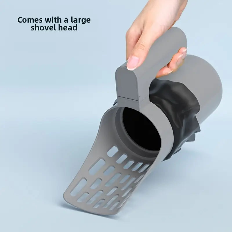 Large Capacity Cat Litter Scoop with Bracket – Easy-Clean Waste Storage Box & Durable Plastic Design