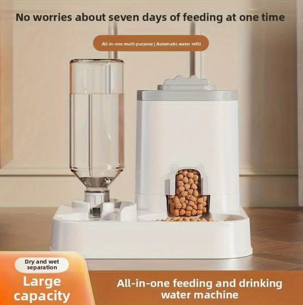 Integrated Automatic Feeder And Water Dispenser for Pets, Suitable for Both Cats And Dogs.