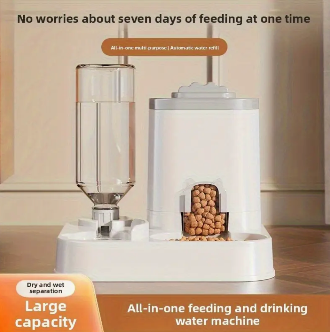 Integrated Automatic Feeder And Water Dispenser for Pets, Suitable for Both Cats And Dogs.