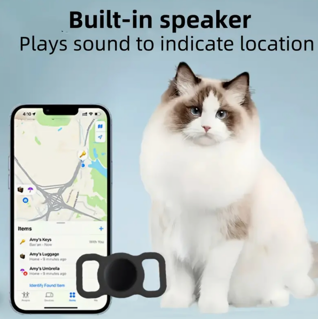 Dog/Cat Air Tracker Smart Tag with a durable silicone protective sleeve and requires no extra attachments (IOS)