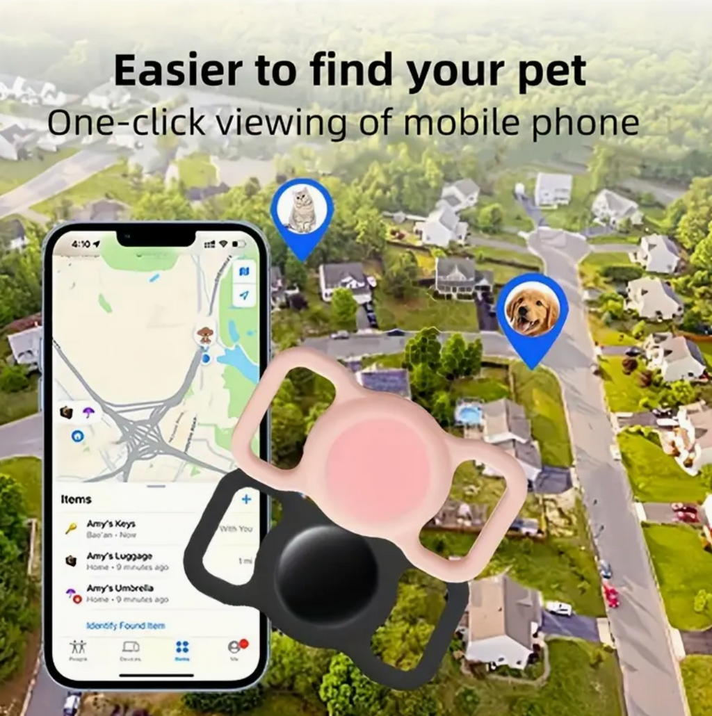 Dog/Cat Air Tracker Smart Tag with a durable silicone protective sleeve and requires no extra attachments (IOS)