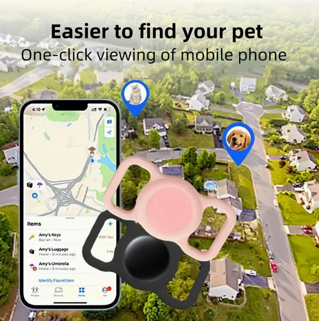 Dog/Cat Air Tracker Smart Tag with a durable silicone protective sleeve and requires no extra attachments (IOS)
