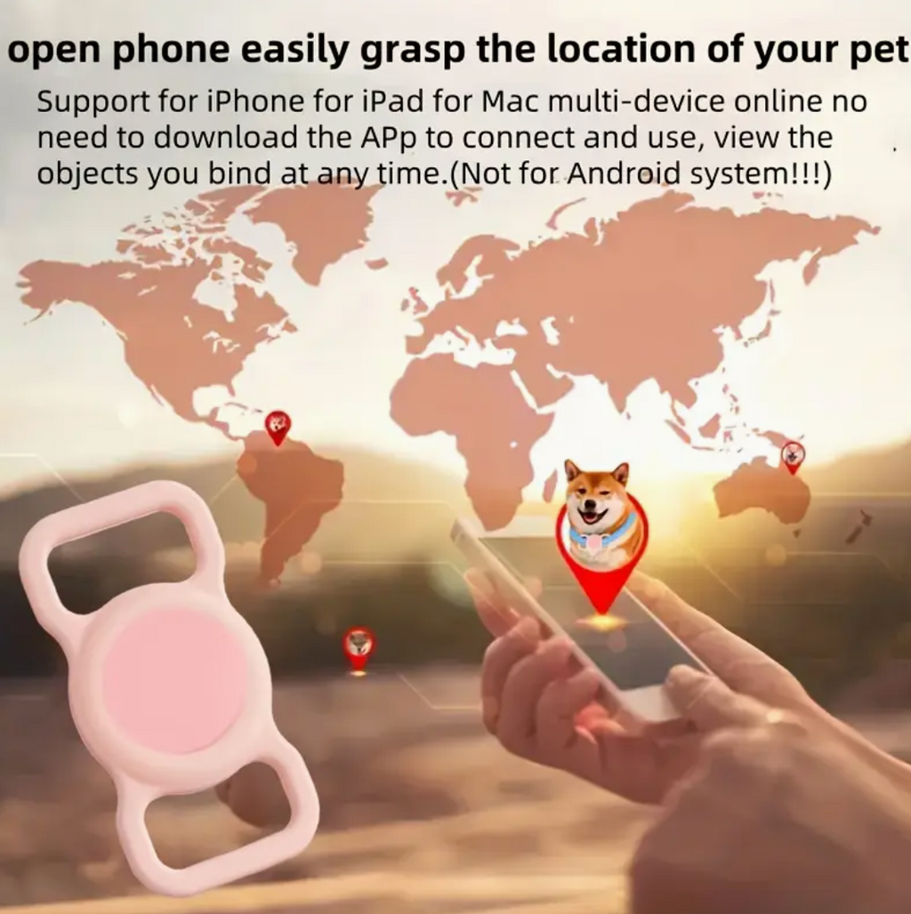 Dog/Cat Air Tracker Smart Tag with a durable silicone protective sleeve and requires no extra attachments (IOS)