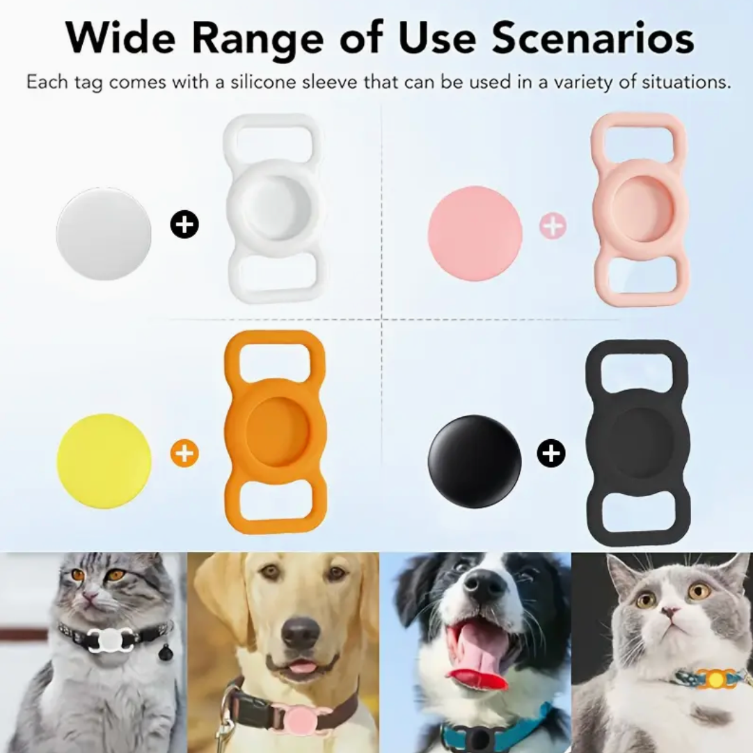 Dog/Cat Air Tracker Smart Tag with a durable silicone protective sleeve and requires no extra attachments (IOS)