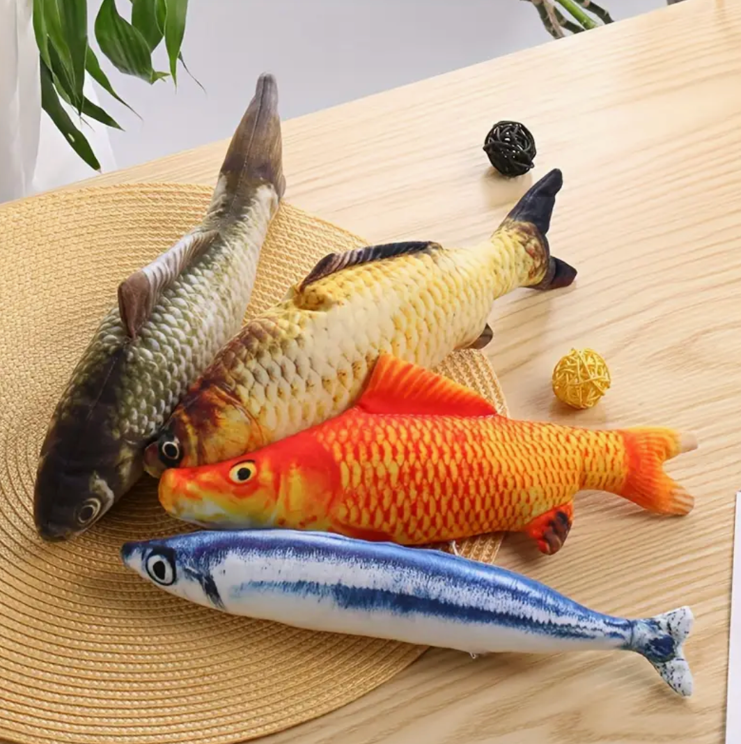 Pet Cute Fish Design Cat Teaser Plush Toy
