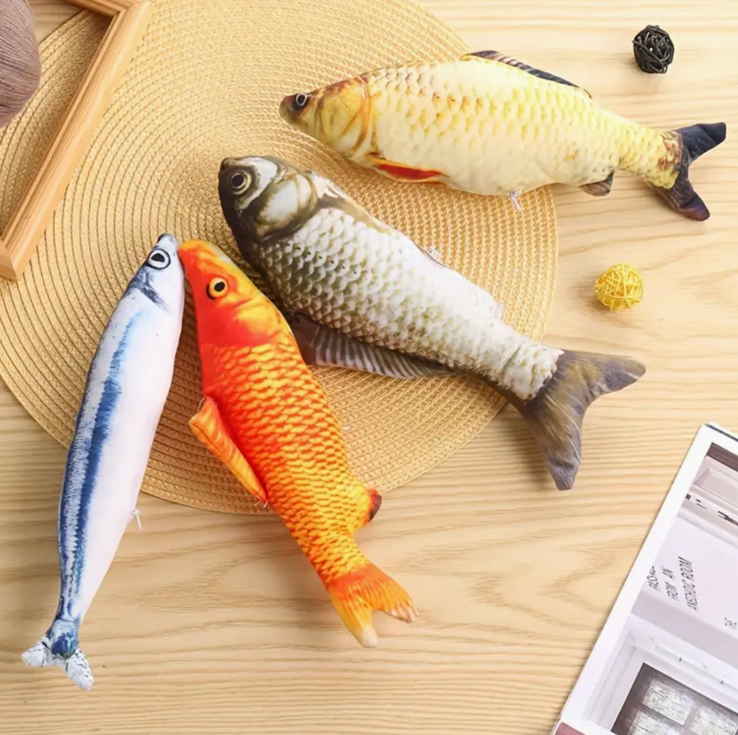 Pet Cute Fish Design Cat Teaser Plush Toy