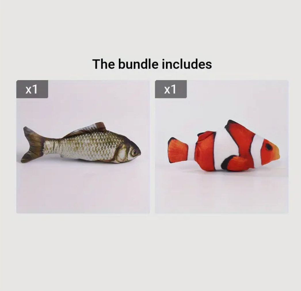 Pet Cute Fish Design Cat Teaser Plush Toy