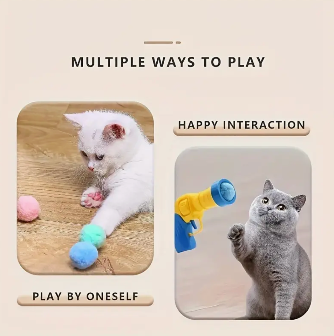 Interactive Cat Launcher Toy with 20 Plush Balls