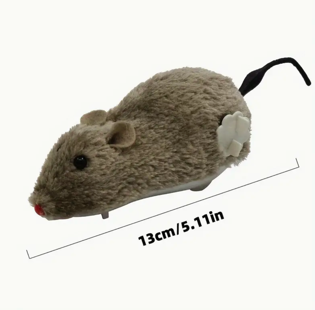 1pc - Captivating Plush Mouse Toy – Wind-Up Interactive Fun