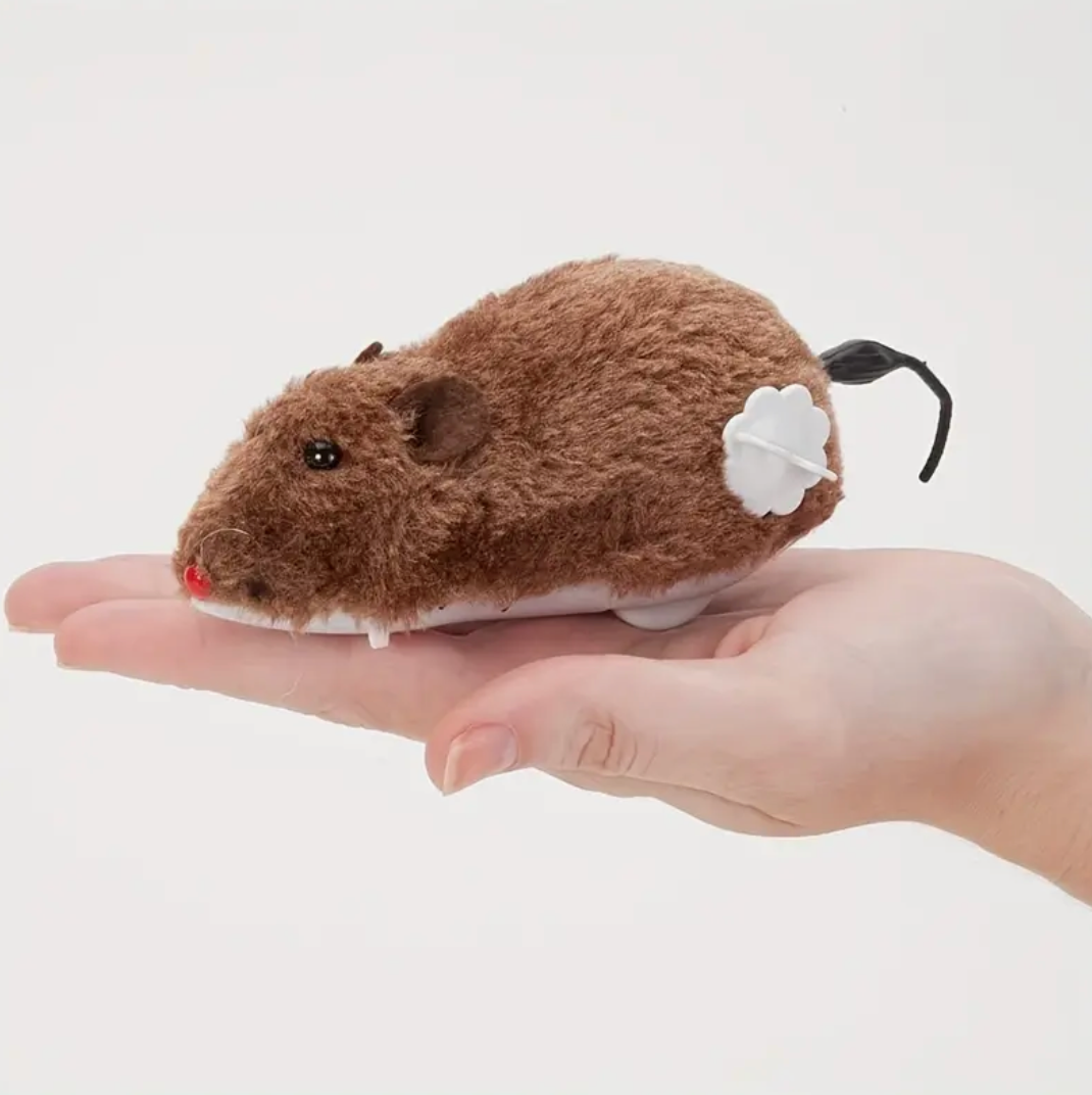 1pc - Captivating Plush Mouse Toy – Wind-Up Interactive Fun