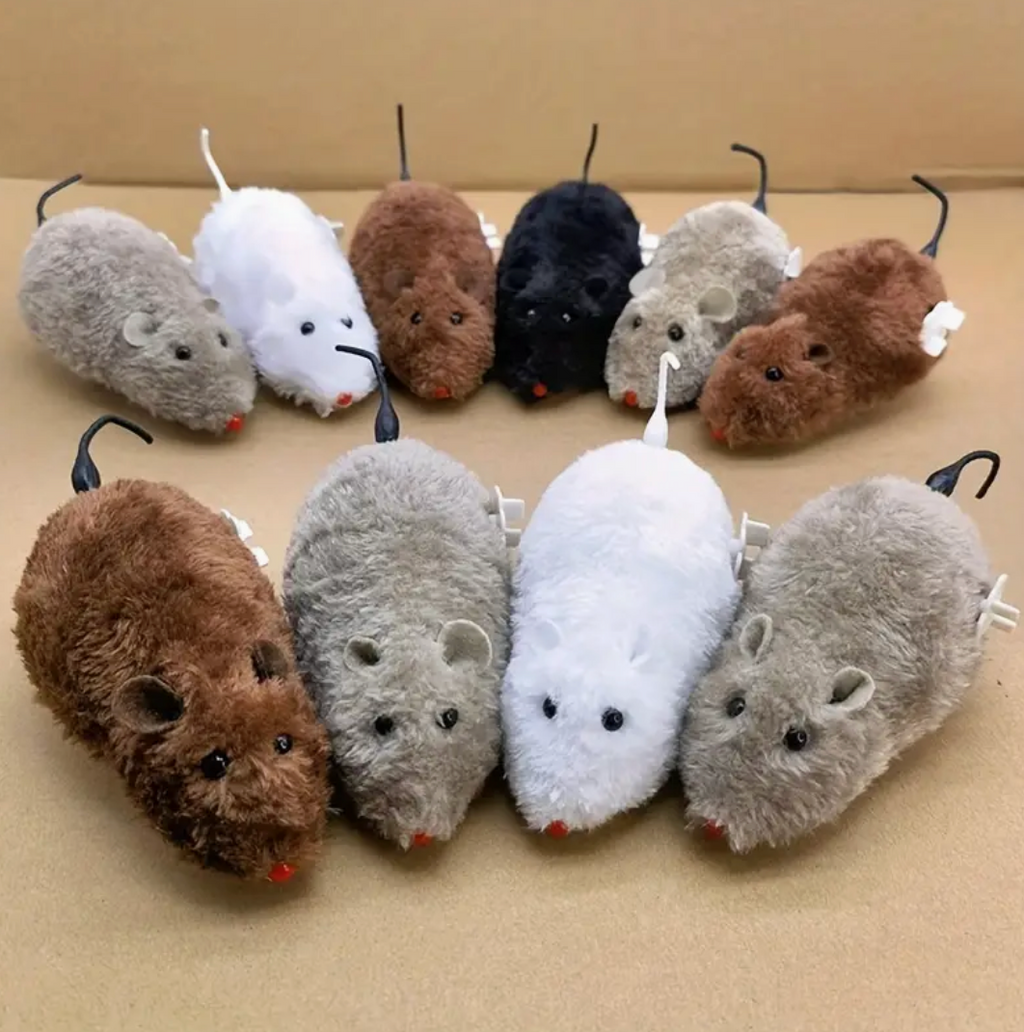 1pc - Captivating Plush Mouse Toy – Wind-Up Interactive Fun