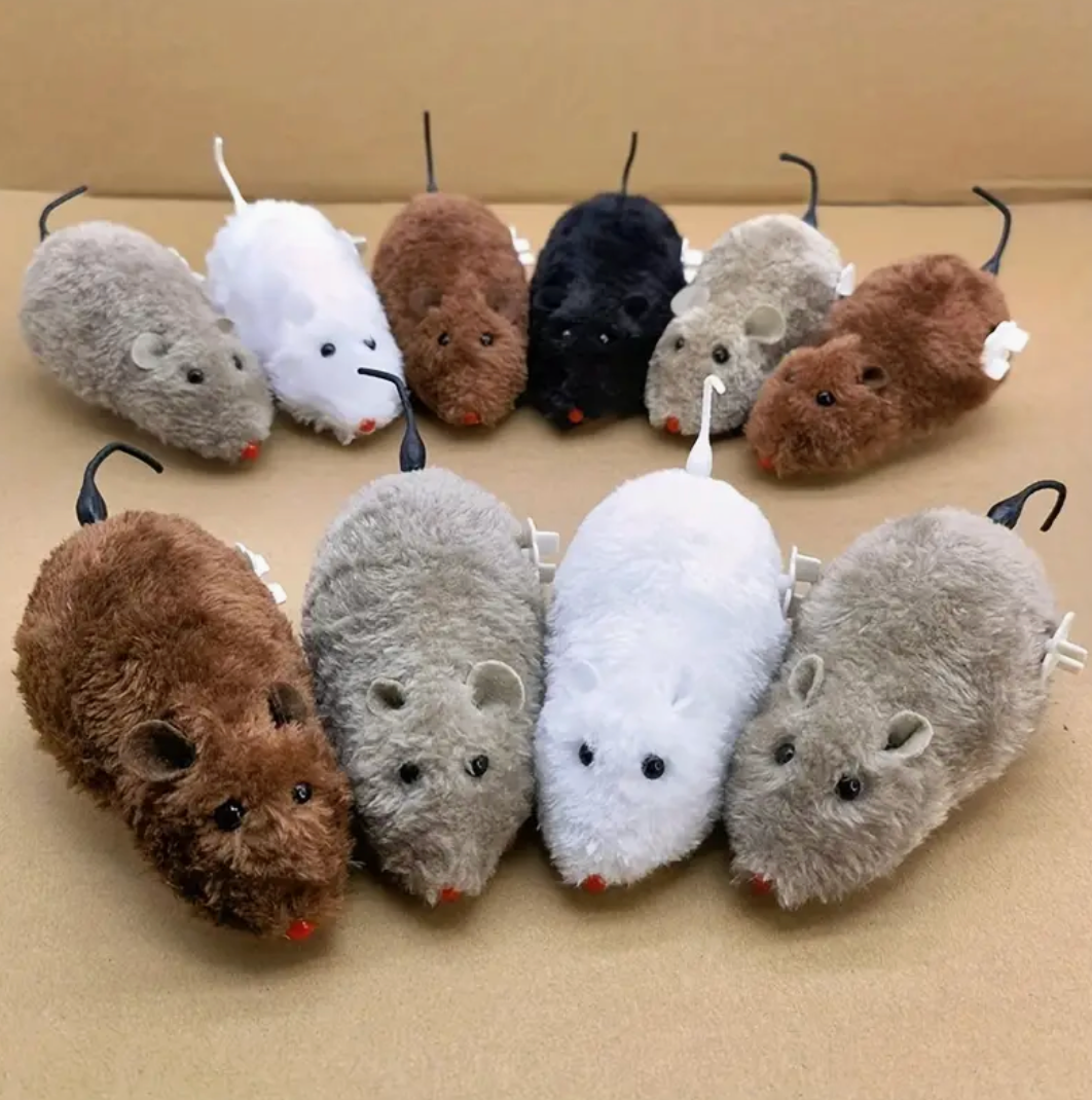 1pc - Captivating Plush Mouse Toy – Wind-Up Interactive Fun