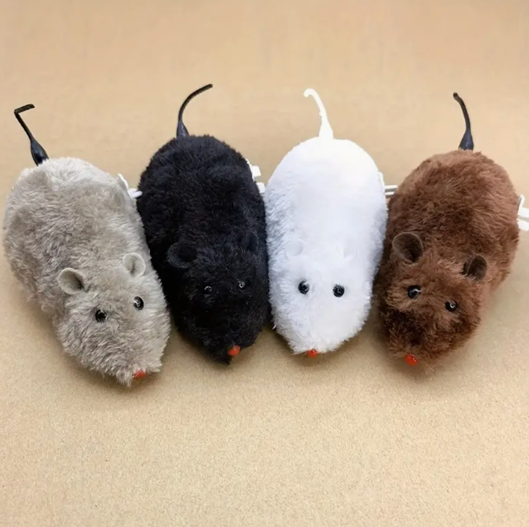 1pc - Captivating Plush Mouse Toy – Wind-Up Interactive Fun