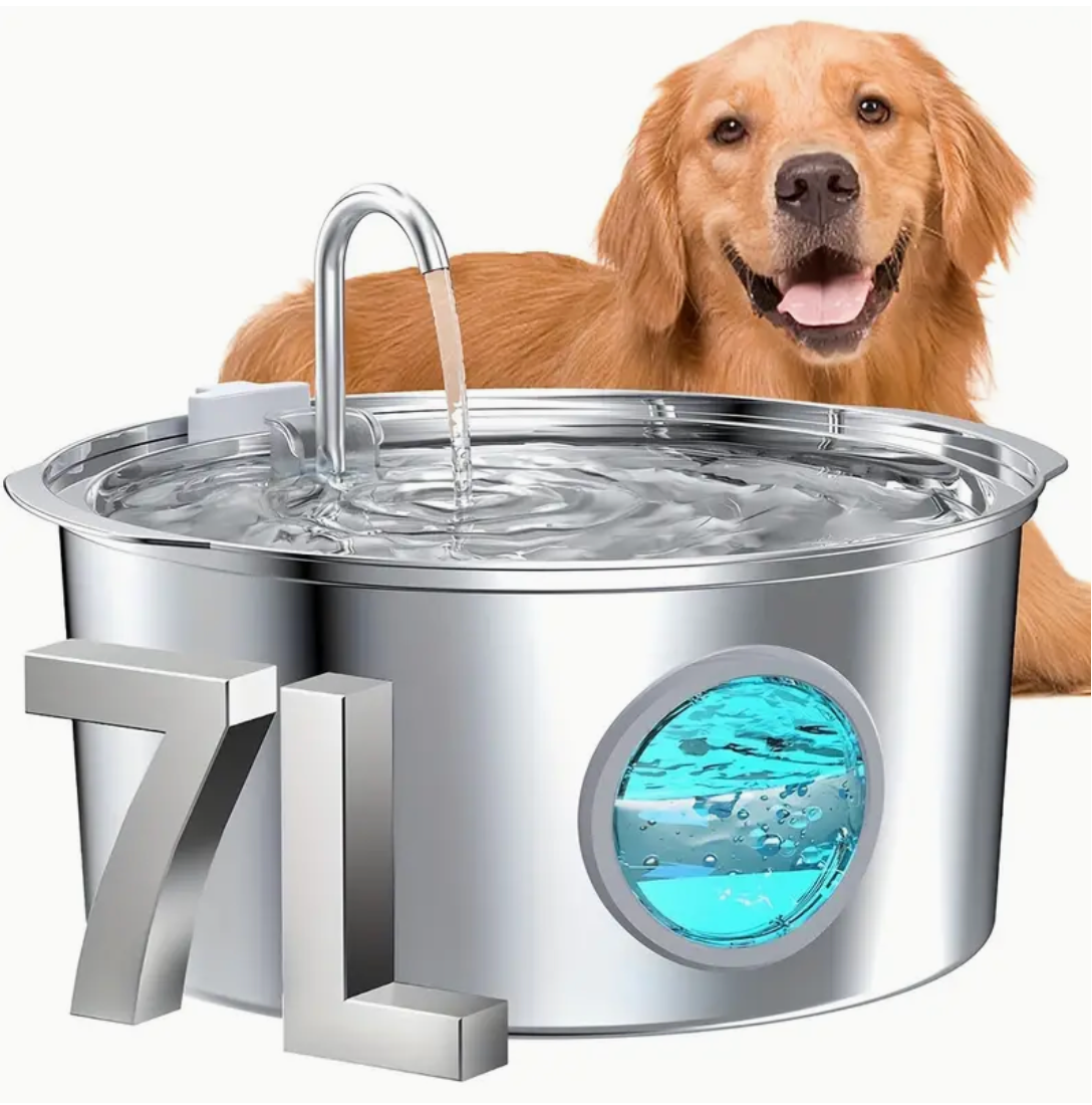 7L Smart Stainless Steel Pet Water Fountain – Automatic USB-Powered Dispenser for Dogs & Cats, Large Capacity & Easy-Clean Design