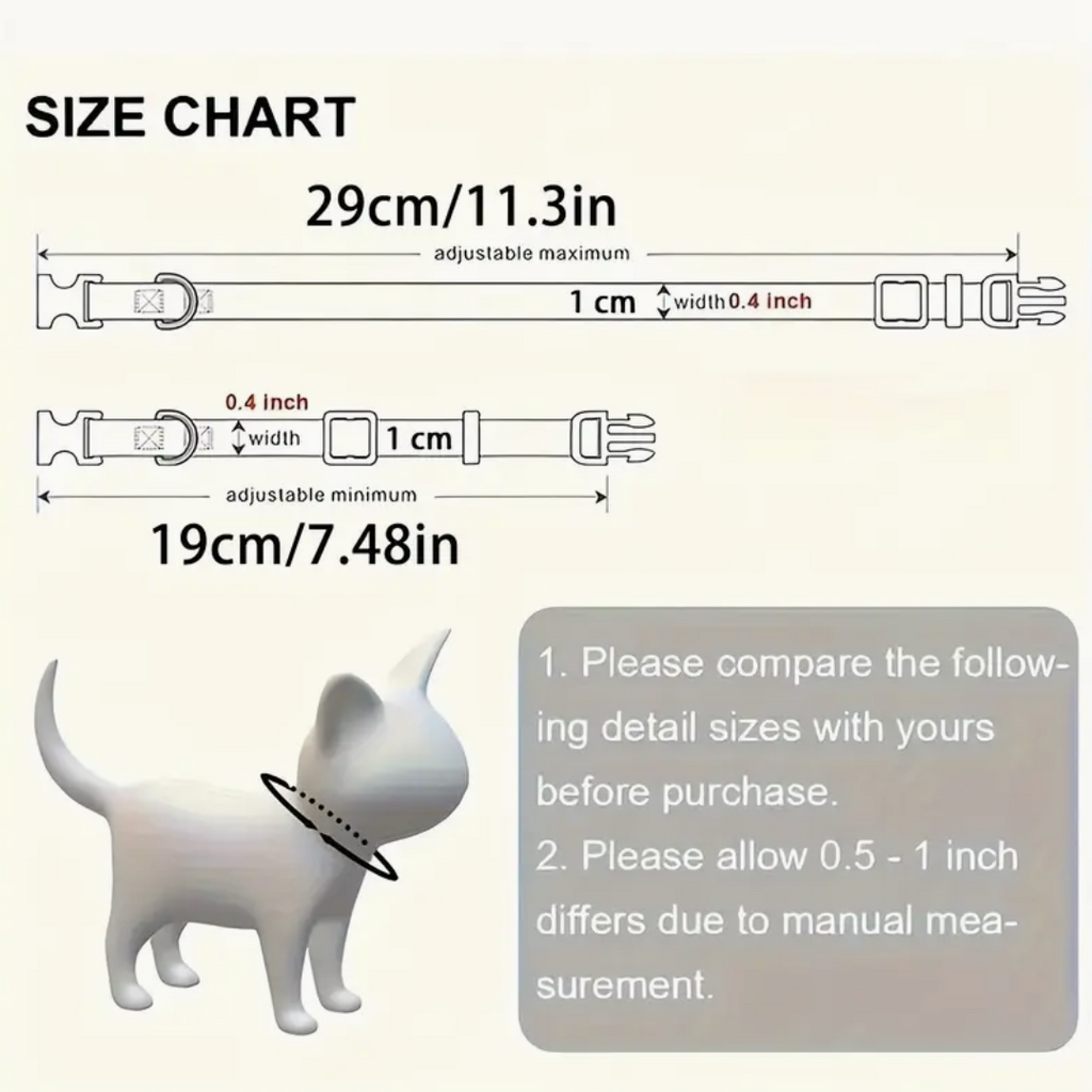 Reflective Cat Collar with AirTag Holder & Bell – Adjustable Safety GPS Collar for Kittens
