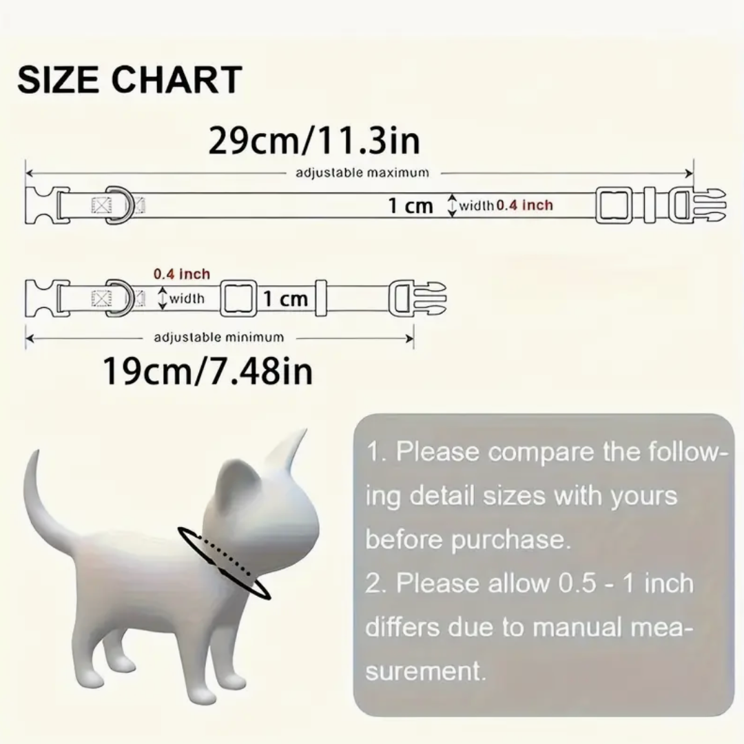 Reflective Cat Collar with AirTag Holder & Bell – Adjustable Safety GPS Collar for Kittens