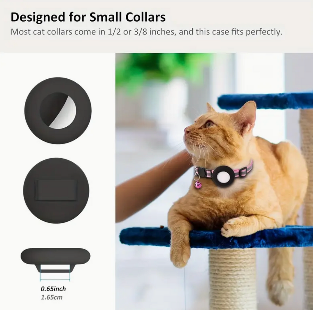 Reflective Cat Collar with AirTag Holder & Bell – Adjustable Safety GPS Collar for Kittens