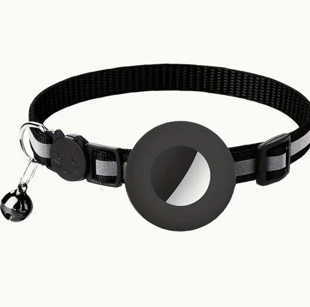 Reflective Cat Collar with AirTag Holder & Bell – Adjustable Safety GPS Collar for Kittens