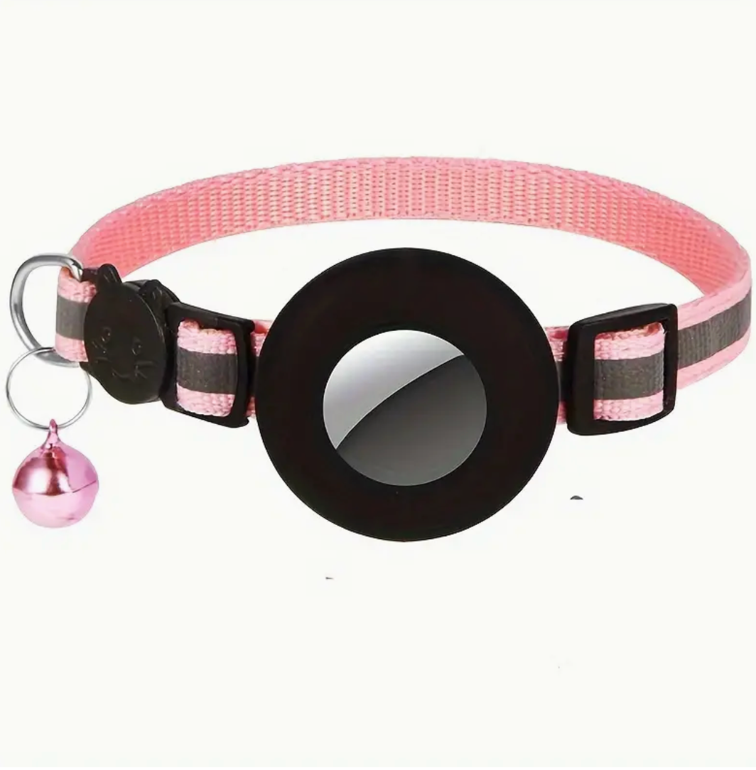 Reflective Cat Collar with AirTag Holder & Bell – Adjustable Safety GPS Collar for Kittens