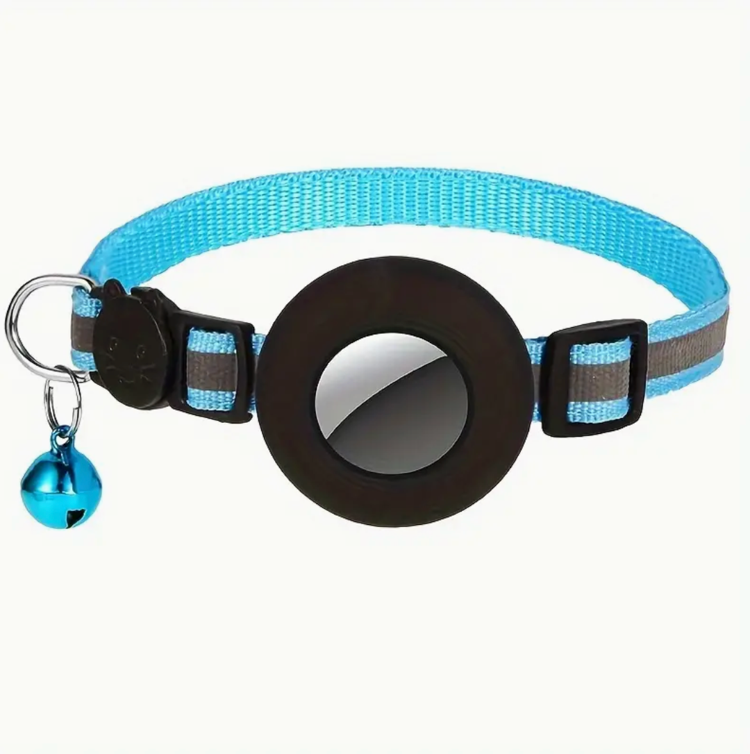 Reflective Cat Collar with AirTag Holder & Bell – Adjustable Safety GPS Collar for Kittens