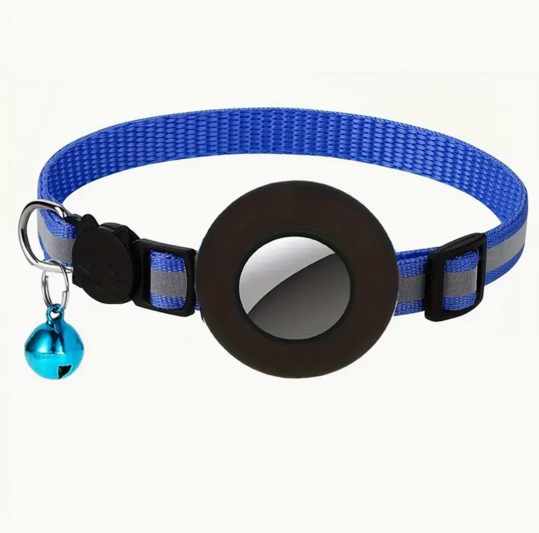 Reflective Cat Collar with AirTag Holder & Bell – Adjustable Safety GPS Collar for Kittens