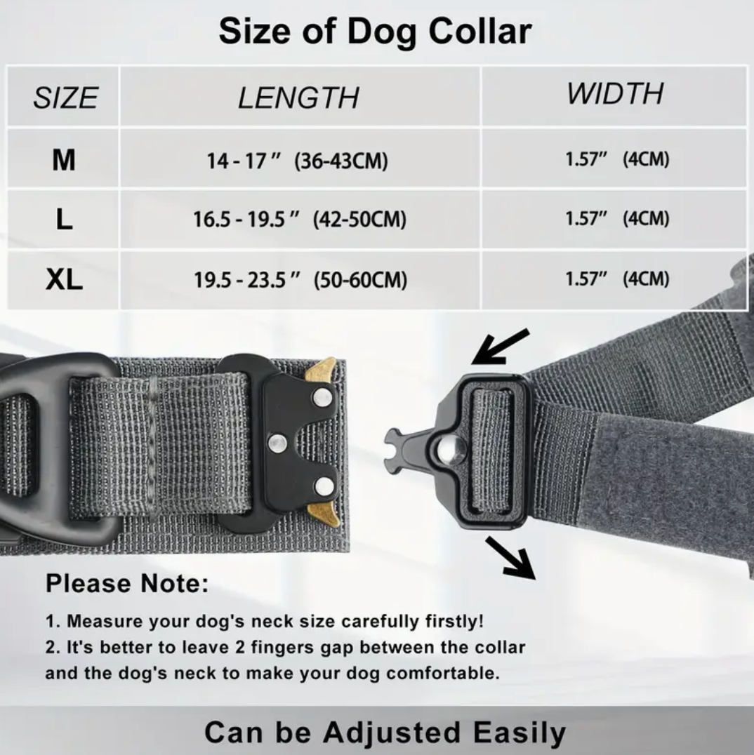 Tactical Nylon Dog Collar with GPS Holder – Adjustable Military-Grade Training Collar for All Breeds, Heavy-Duty & Secure Fit