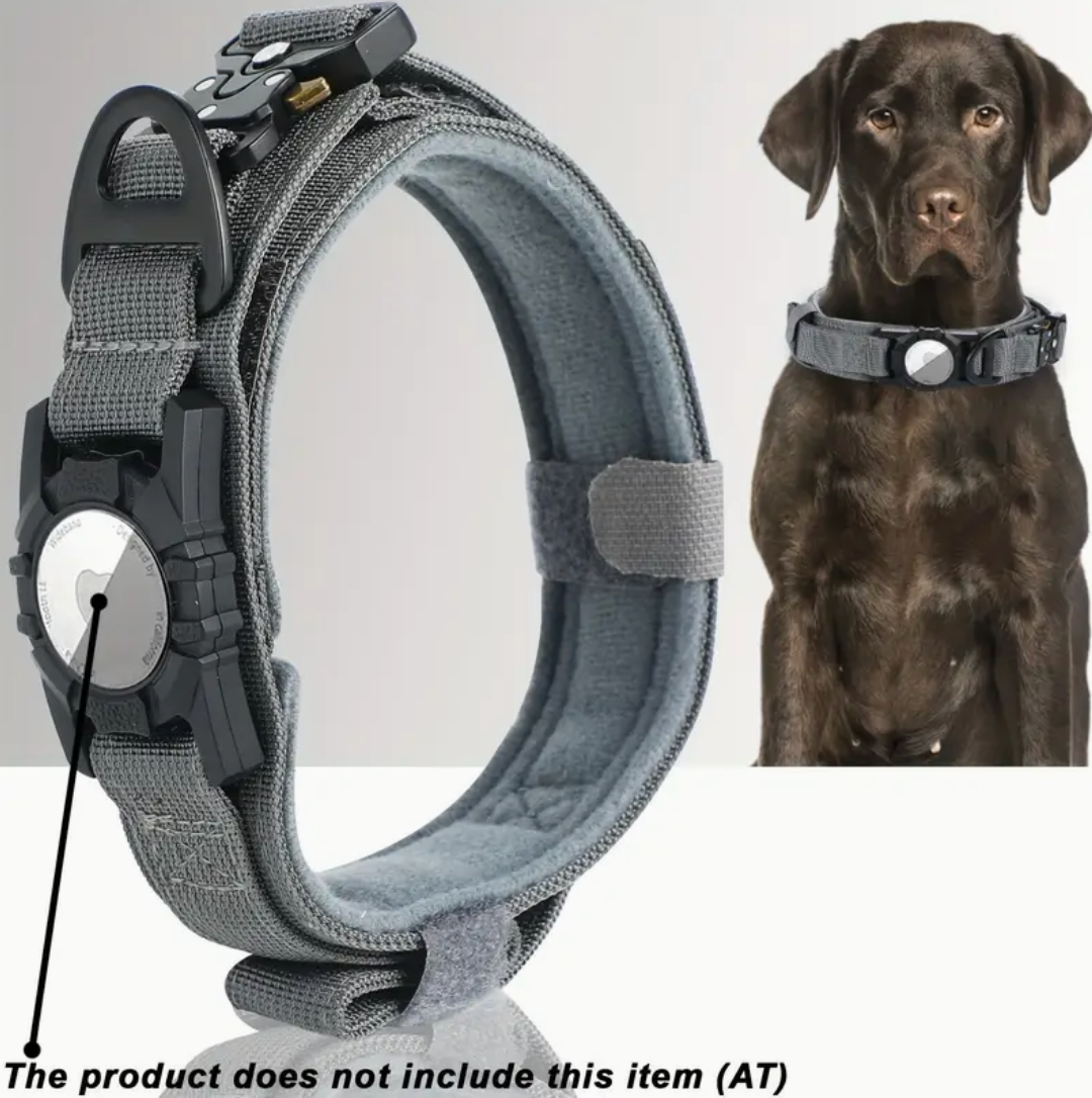 Tactical Nylon Dog Collar with GPS Holder – Adjustable Military-Grade Training Collar for All Breeds, Heavy-Duty & Secure Fit