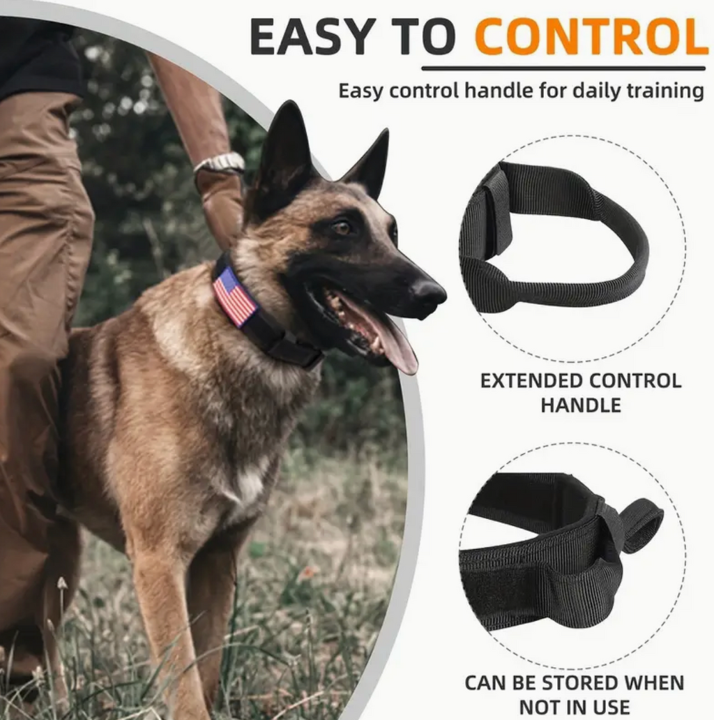 Durable Tactical Dog Collar with Integrated AirTag Holder – Heavy-Duty, Padded, Adjustable Collar for Medium to Large Dogs