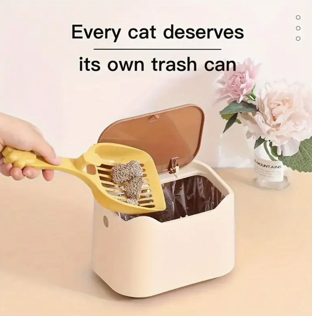 Automatic Self-Closing Cat Litter Bin – Odor-Proof, Hands-Free Flush System with Shovel, Compact & Durable for Multi-Cat Homes