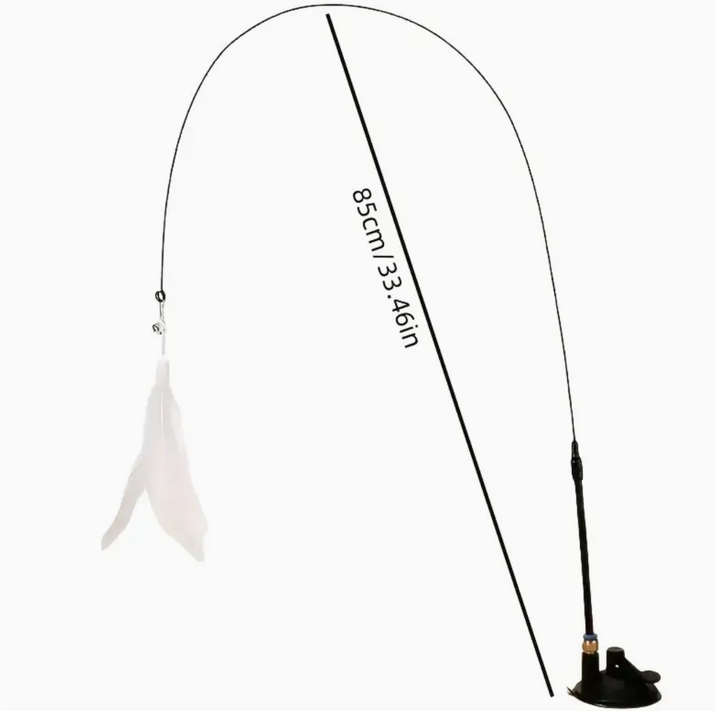 Interactive Cat Feather Toy with Suction Cup Base – Durable Stick, Realistic Feather Design, No Battery Needed
